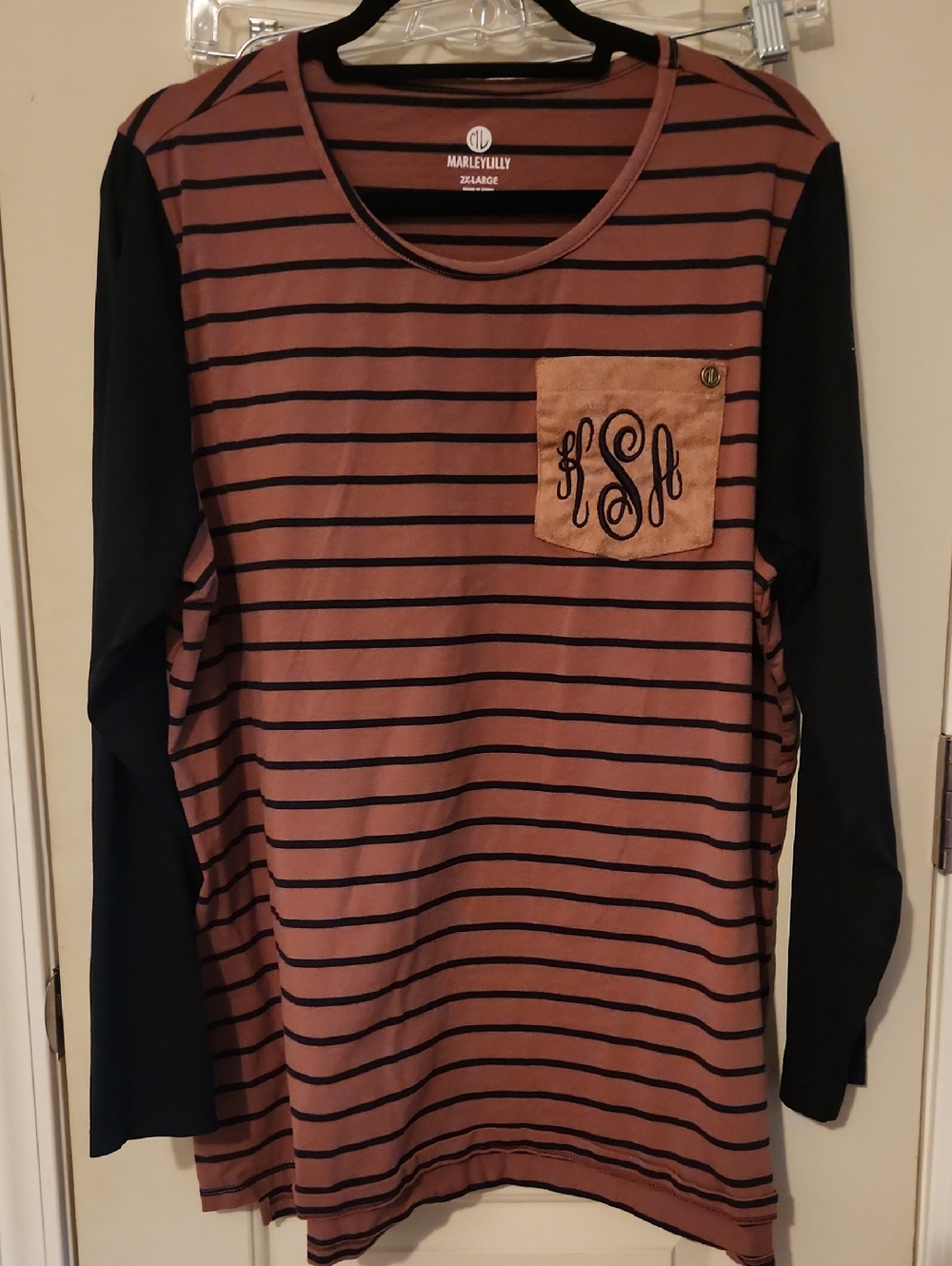 Long Sleeve Striped Pocket Tunic - Tan/Black